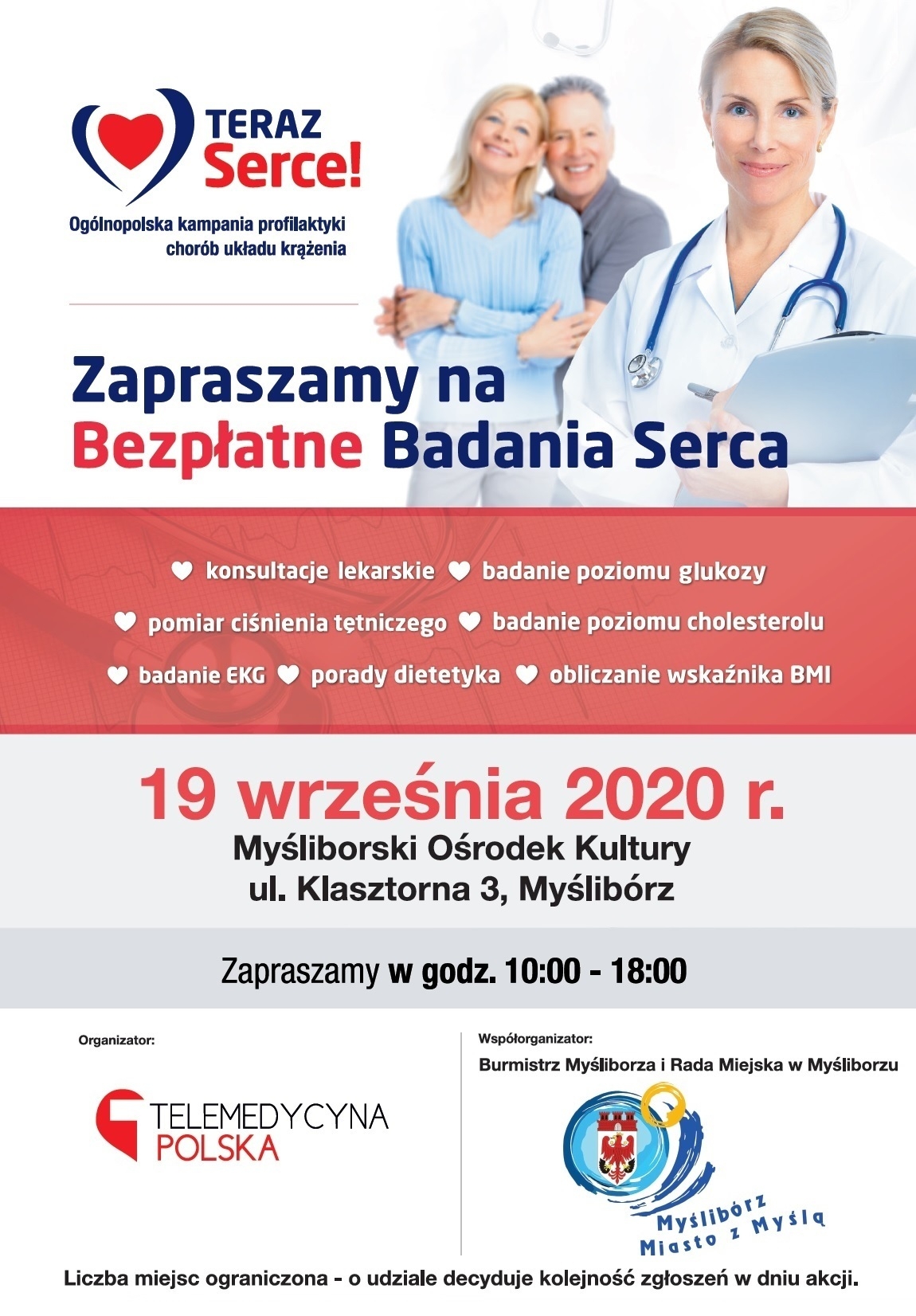 Zaproszenie na bezpłatne badania serca - plakat