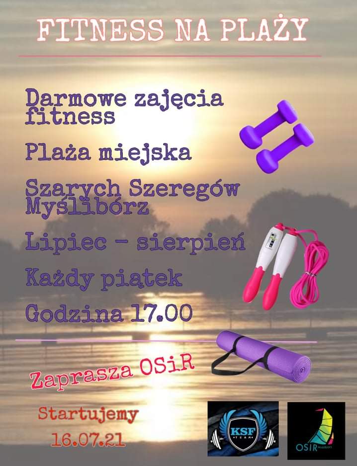 Grafika przedstawia plakat zachęcający do udziału w zajęciach fitness