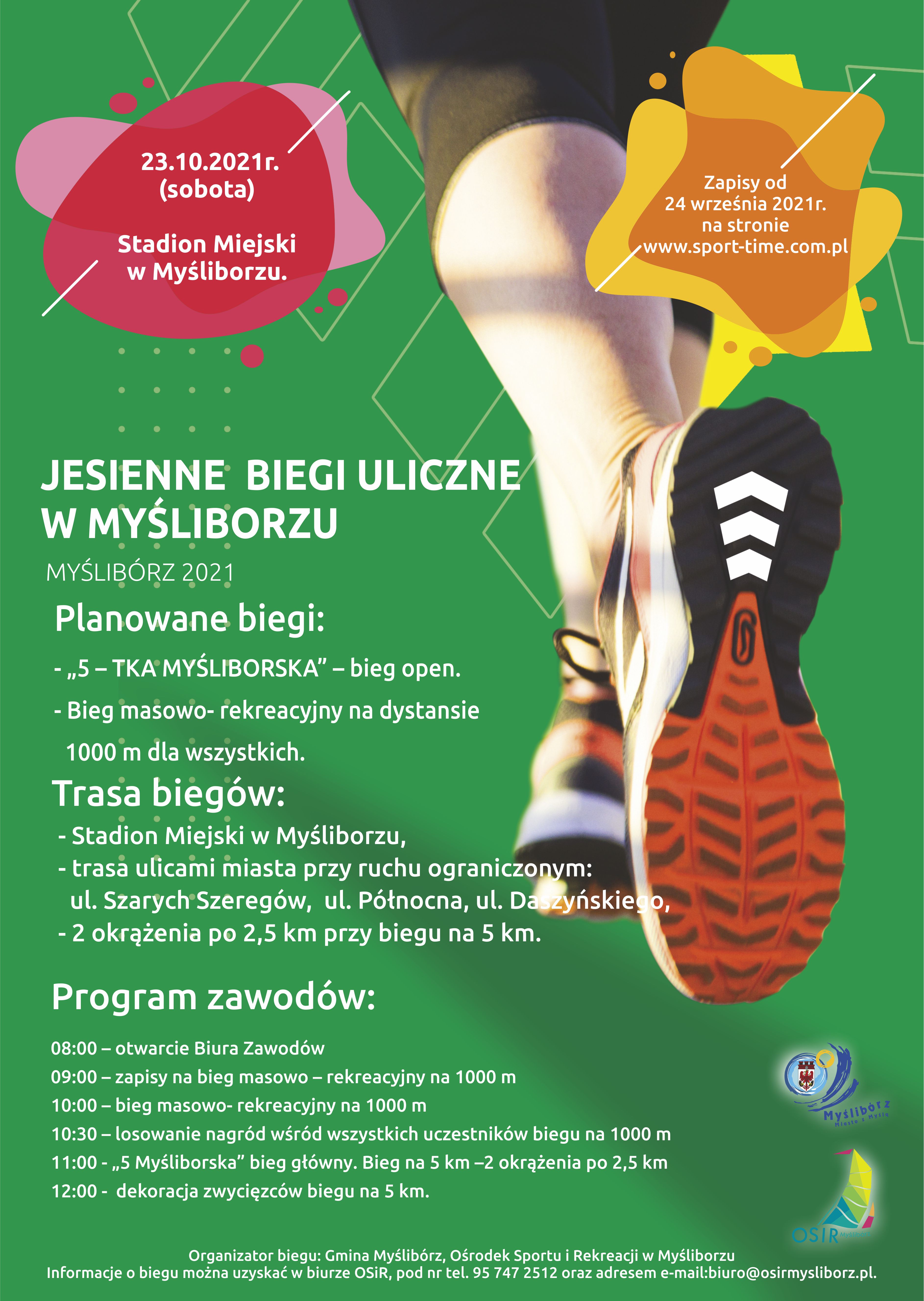 Grafika ukazuje plakat informujący o biegach ulicznych w Myśliborzu