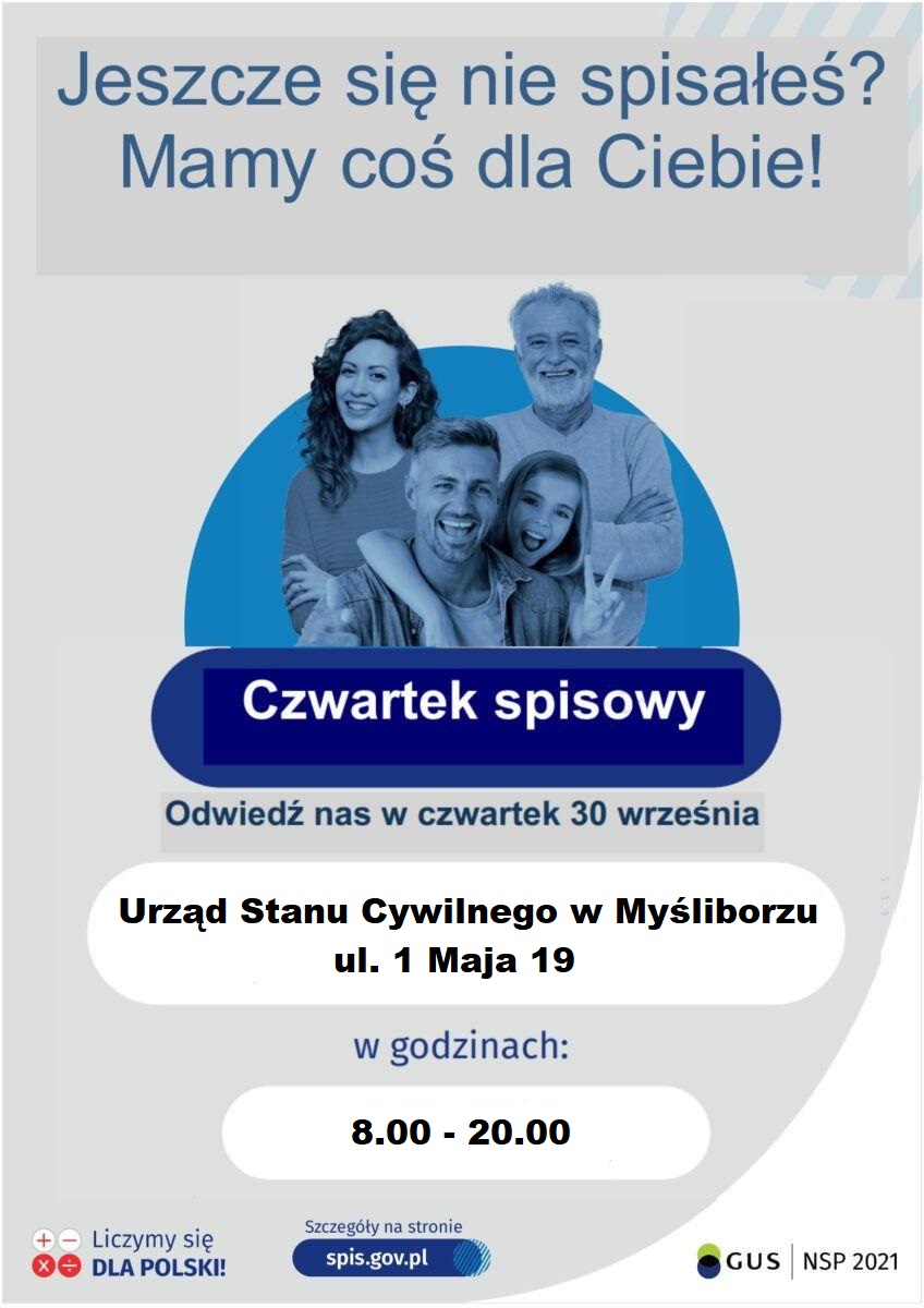 Plakat przedstawia informację o czwartku spisowym