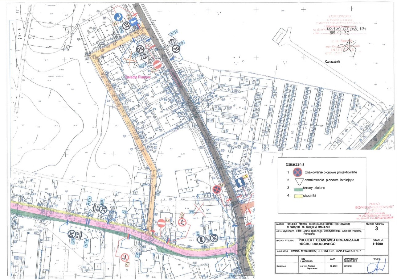 Grafika przedstawia mapę ze zmienioną organizacją ruchu