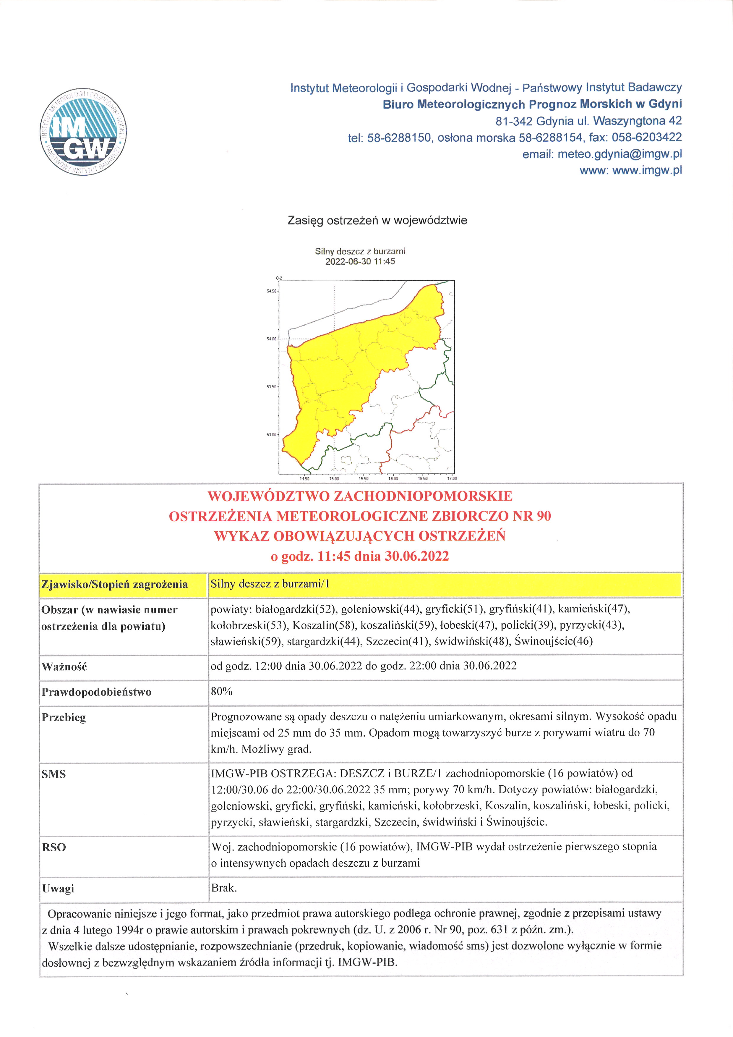 ostrzeżenie meteorologiczne