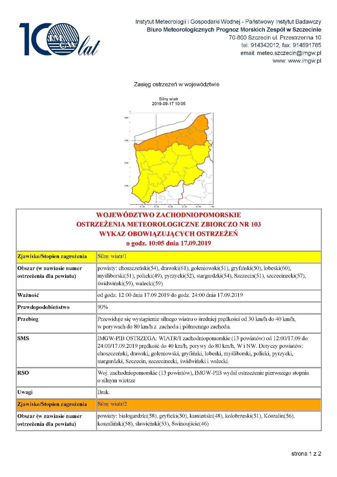 Ostrzeżenie przed wiatrem i burzami