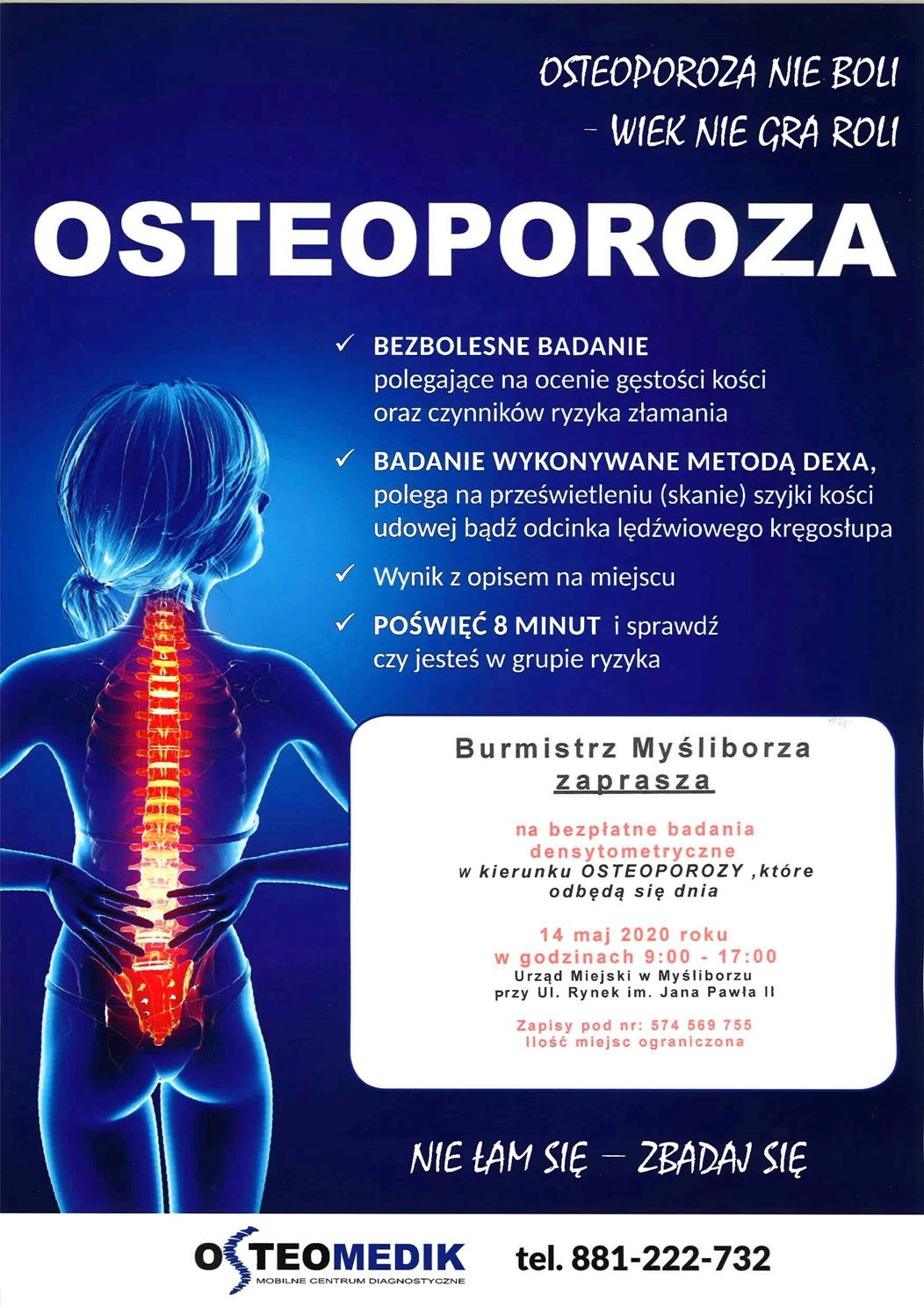 Bezpłatne badania w kierunku osteoporozy